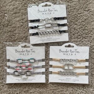 Maya Silver Hair Tie Bracelets Set
